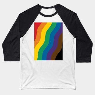 Philadelphia Rainbow Pride Flag (Proud LGBTQ+ Community Pride Flag) Slanted Wave Version Baseball T-Shirt